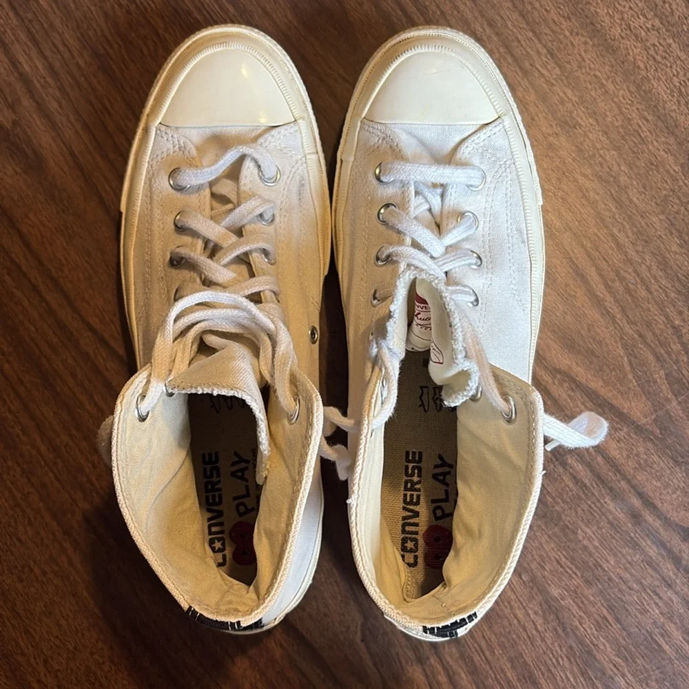 Converse Comme des Garçons Play x Chuck Taylor Milk Size 9 High Tops - Picture 6 of 10